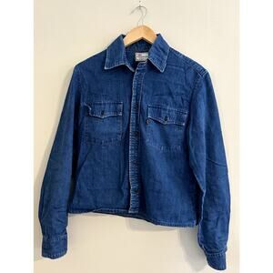 Vintage 70s 80s Levi's Sta Prest Blue Chambray Denim Shirt Women's Medium